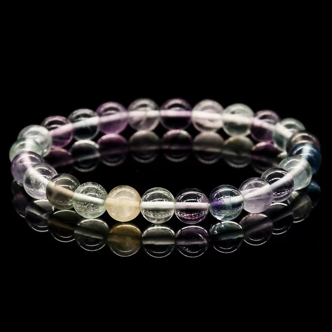 Natural Color Fluorite bracelet AAA Quality 8MM Size Etsy