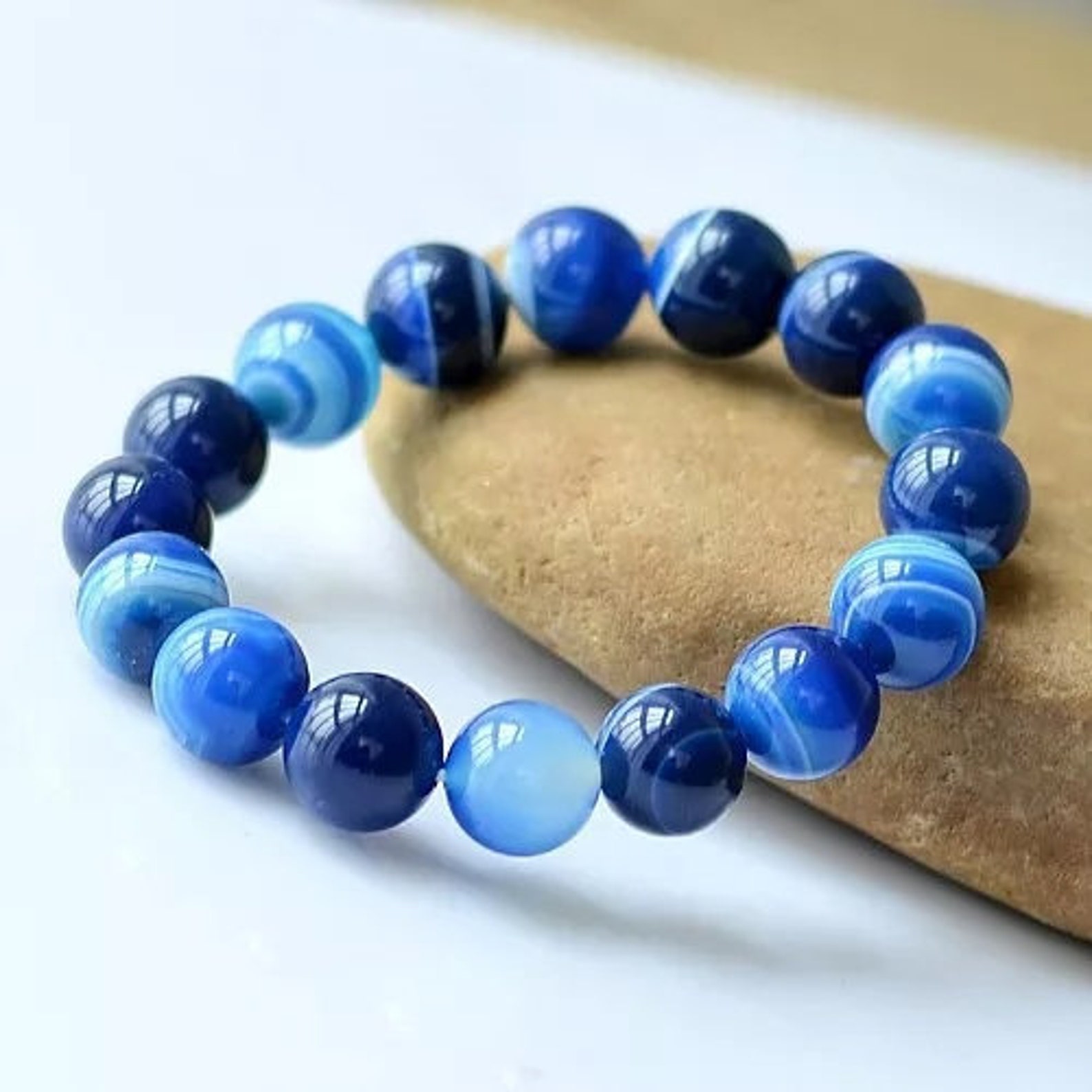 Natural Blue Onyx Bracelet AAA Quality 681012MM Size Etsy