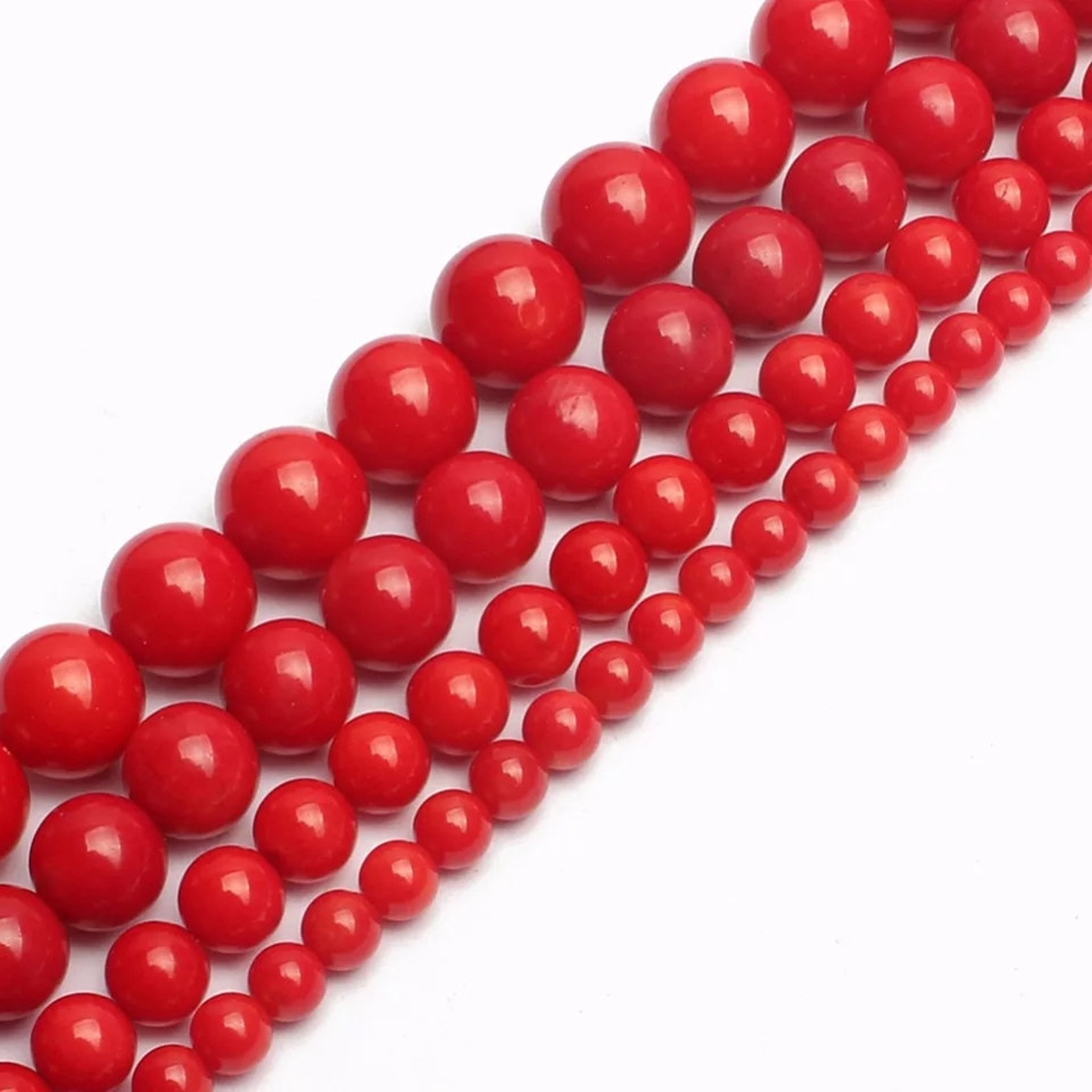Red Coral Beads 4689MM Size Availableround Beadssmooth Etsy