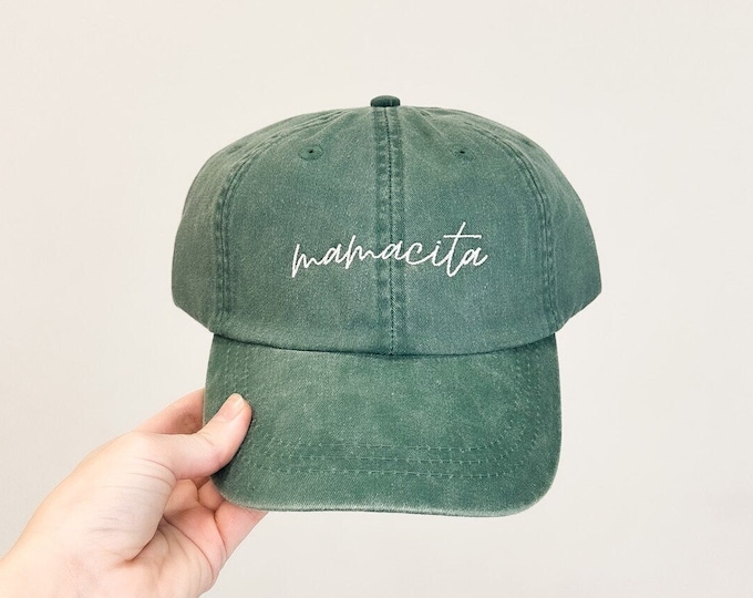 Mamacita Embroidered Pigment-Dyed Baseball Cap (MoonTime Font) - ADULT SIZING