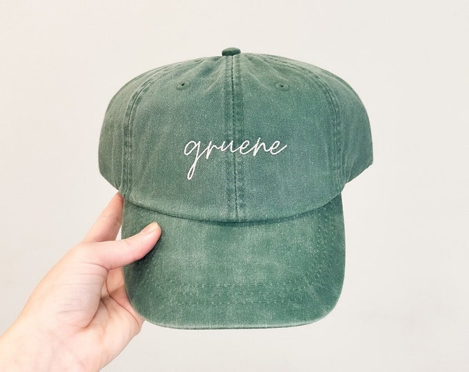 Gruene Embroidered Pigment-Dyed Baseball Cap (MoonTime Font) - ADULT SIZING