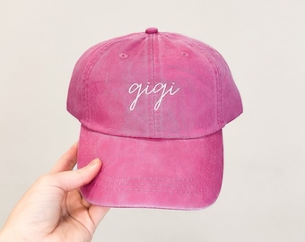 Gigi Embroidered Pigment-Dyed Baseball Cap (MoonTime Font) - ADULT SIZING
