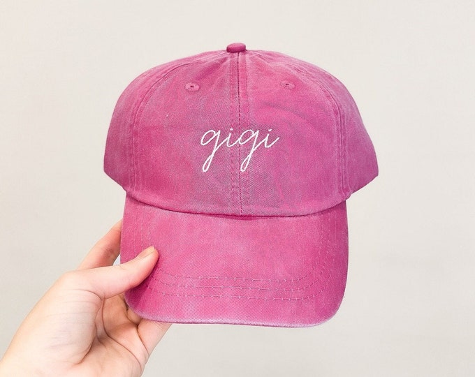 Gigi Embroidered Pigment-Dyed Baseball Cap (MoonTime Font) - ADULT SIZING
