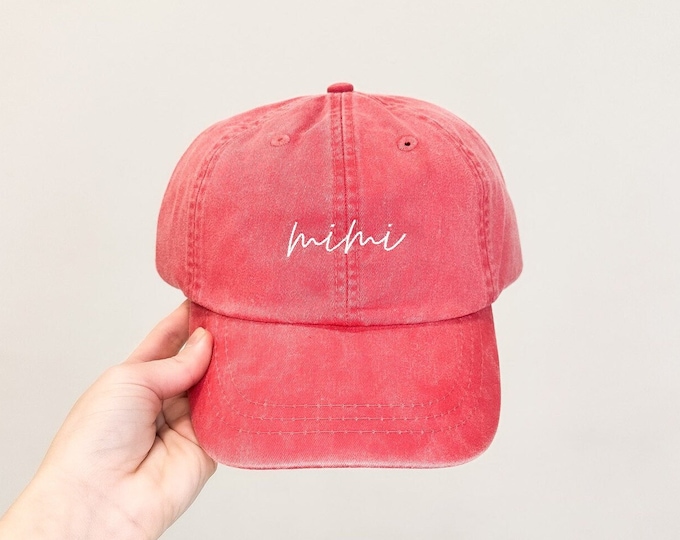 Mimi Embroidered Pigment-Dyed Baseball Cap (MoonTime Font) - ADULT SIZING