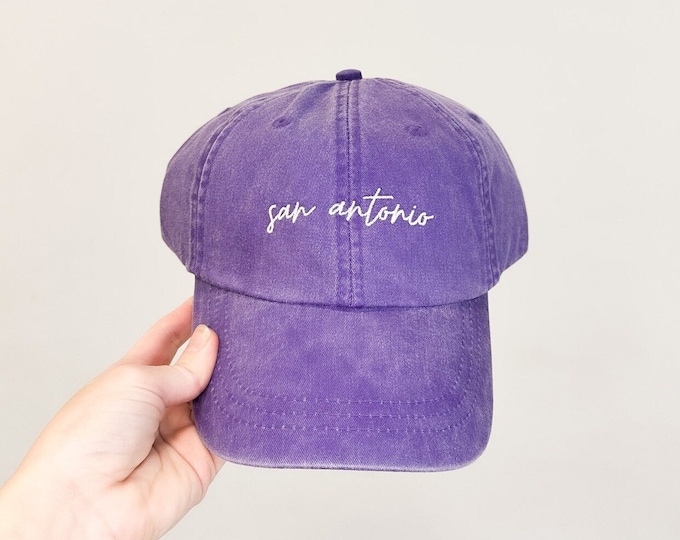 San Antonio (TX) Embroidered Pigment-Dyed Baseball Cap (MoonTime Font) - ADULT SIZING