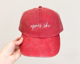 Après Ski Embroidered Pigment-Dyed Baseball Cap (MoonTime Font) - Adult Unisex Sizing