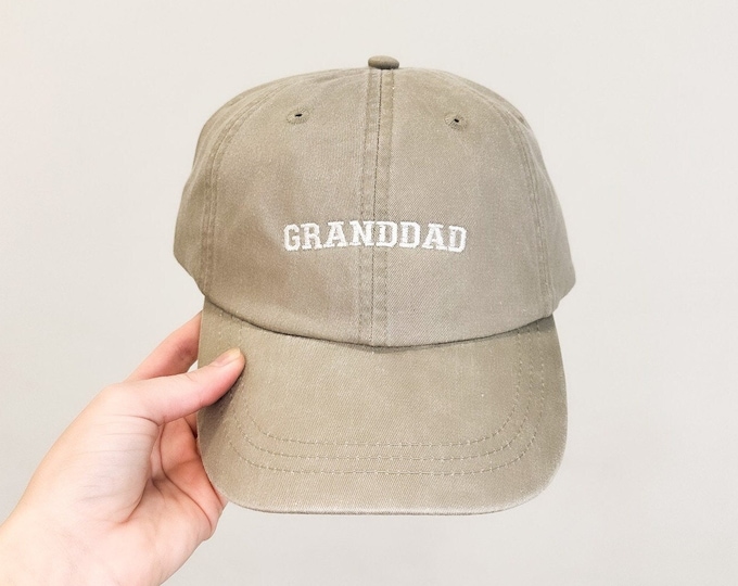 Granddad Embroidered Pigment-Dyed Baseball Cap (Sport Font) - ADULT SIZING