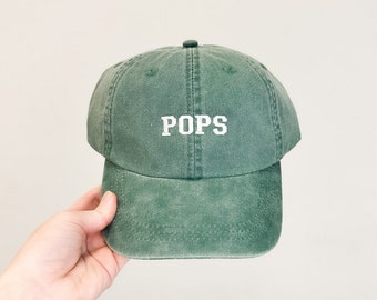 Pops Embroidered Pigment-Dyed Baseball Cap (Sport Font) - Adult Unisex Sizing