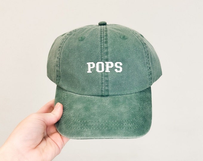 Pops Embroidered Pigment-Dyed Baseball Cap (Sport Font) - ADULT SIZING