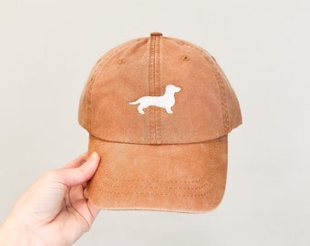 Dachshund/Wiener Dog Embroidered Pigment-Dyed Baseball Cap - ADULT SIZING