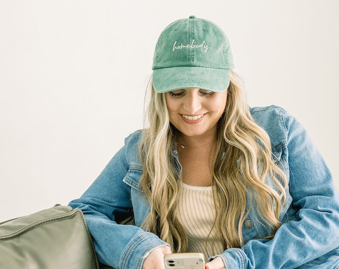 Homebody Embroidered Pigment-Dyed Baseball Cap (MoonTime Font) - ADULT SIZING