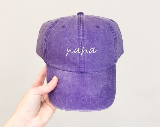 Nana Embroidered Pigment-Dyed Baseball Cap (MoonTime Font) - ADULT SIZING