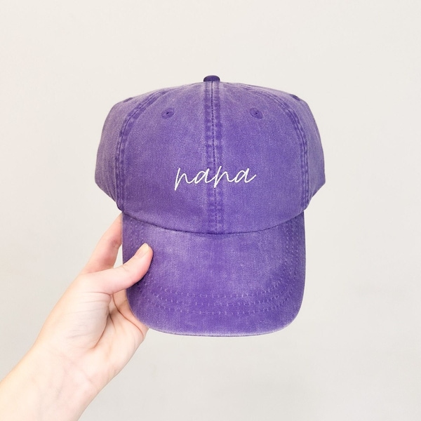 Nana Embroidered Pigment-Dyed Baseball Cap (MoonTime Font) - Adult Unisex Sizing