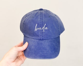 Buda Embroidered Pigment-Dyed Baseball Cap (MoonTime Font) - Adult Unisex & Kids Sizing