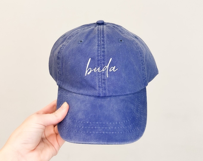 Buda Embroidered Pigment-Dyed Baseball Cap (MoonTime Font) - ADULT SIZING