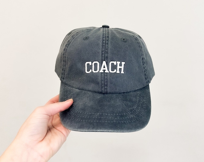 Coach Embroidered Pigment-Dyed Baseball Cap (Athletic Font) - ADULT SIZING