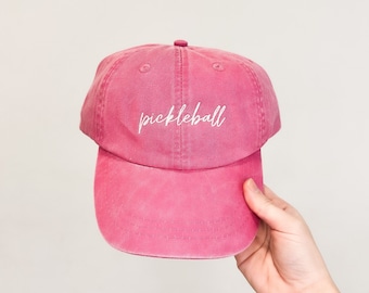 Pickleball Embroidered Pigment-Dyed Baseball Cap (MoonTime Font)