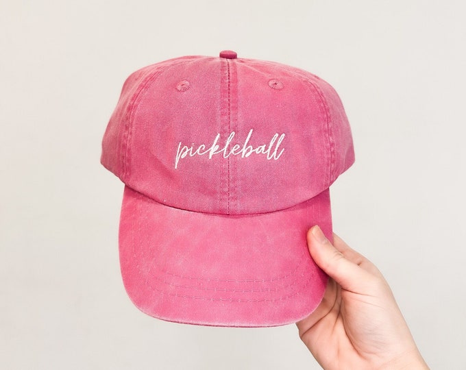 Pickleball Embroidered Pigment-Dyed Baseball Cap (MoonTime Font) - ADULT SIZING