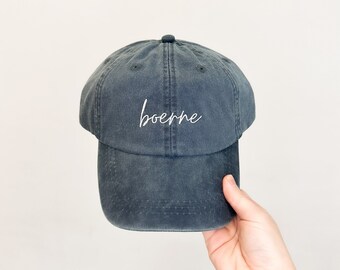 Boerne Embroidered Pigment-Dyed Baseball Cap (MoonTime Font) - Adult Unisex & Kids Sizing