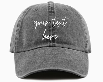 Custom Text Embroidered Pigment-Dyed Baseball Cap - Adult Unisex
