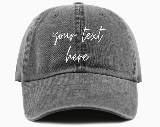 Custom Text Embroidered Pigment-Dyed Baseball Cap - ADULT SIZING