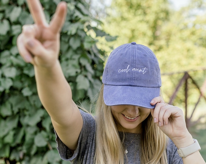 Cool Aunt Embroidered Pigment-Dyed Baseball Cap (MoonTime Font) - ADULT SIZING