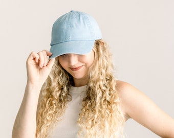 Plain/Blank Pigment-Dyed Baseball Cap (NO EMBROIDERY) - Adult Unisex & Kids Sizing