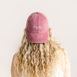 Howdy Embroidered Pigment-Dyed Baseball Cap (MoonTime Font) - Adult Unisex & Kids Sizing
