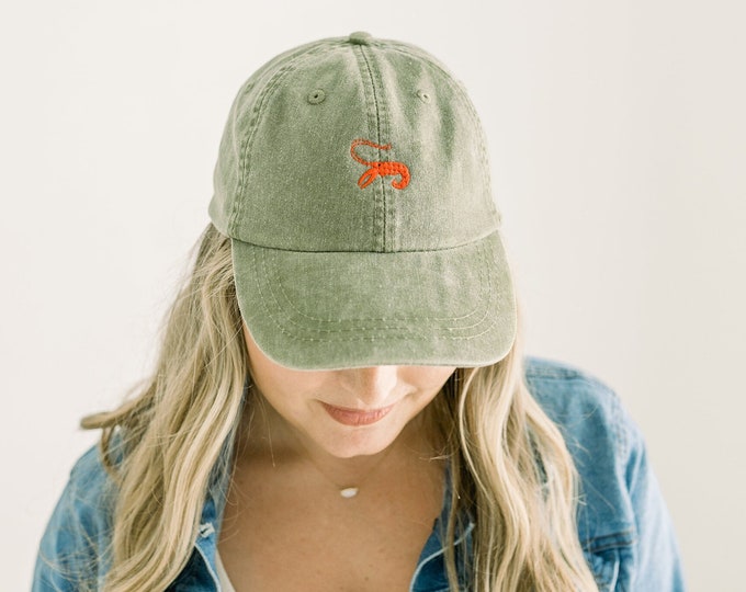 Crawfish Embroidered Pigment-Dyed Baseball Cap - ADULT SIZING