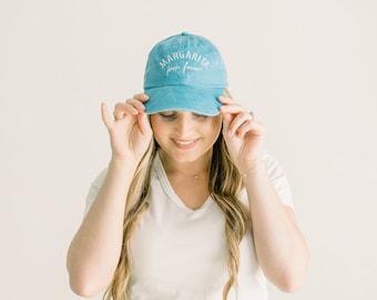 Margarita Por Favor Embroidered Pigment-Dyed Baseball Cap (Block Condensed/MoonTime Font) - Adult Unisex