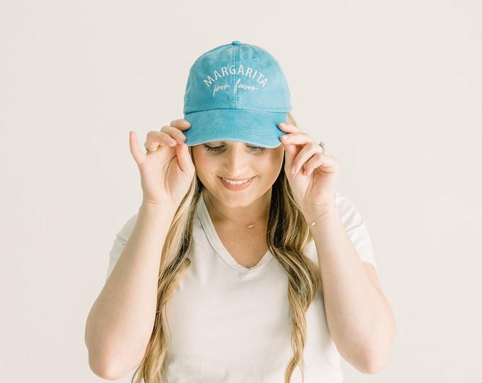 Margarita Por Favor Embroidered Pigment-Dyed Baseball Cap (Block Condensed/MoonTime Font) - ADULT SIZING