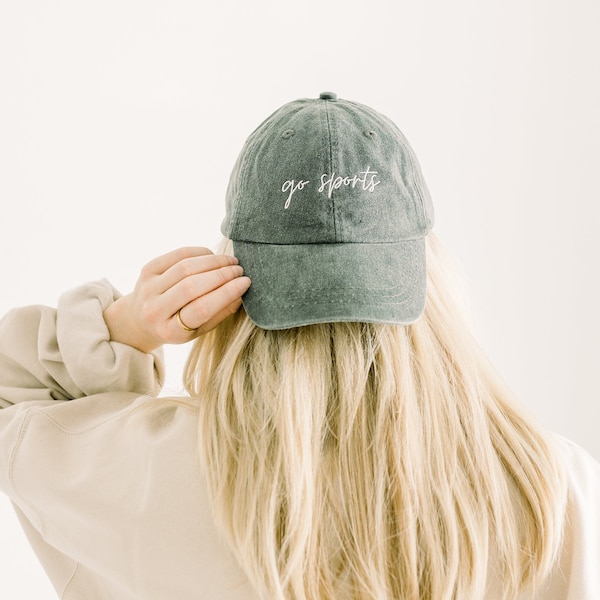 Go Sports Embroidered Pigment-Dyed Baseball Cap (MoonTime Font) - ADULT SIZING