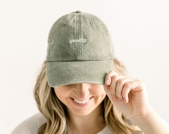 Peachy Embroidered Pigment-Dyed Baseball Cap (Typewriter Font) - Adult Unisex & Kids Sizing