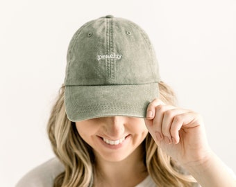 Peachy Embroidered Pigment-Dyed Baseball Cap (Typewriter Font)