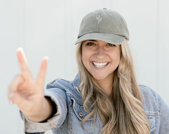 Minimalist Cactus Embroidered Pigment-Dyed Baseball Cap - Adult Unisex & Kids Sizing