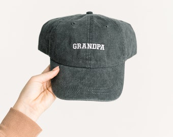 Grandpa Embroidered Pigment-Dyed Baseball Cap (Sport Font) - Adult Unisex Sizing