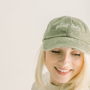 Plant Lady Embroidered Pigment-Dyed Baseball Cap MoonTime Font Adult Unisex Sizing image 2