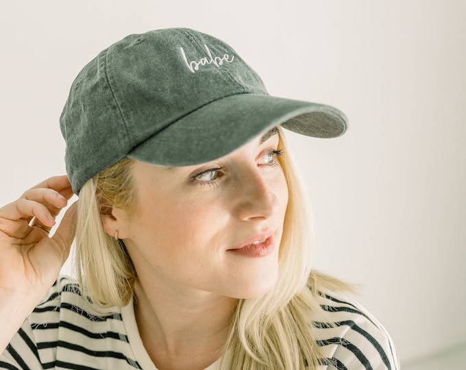 Babe Embroidered Pigment-Dyed Baseball Cap (MoonTime Font) - ADULT SIZING