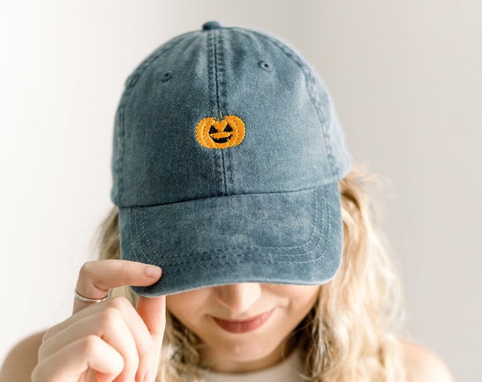 Jack O'Lantern Embroidered Pigment-Dyed Baseball Cap - ADULT SIZING