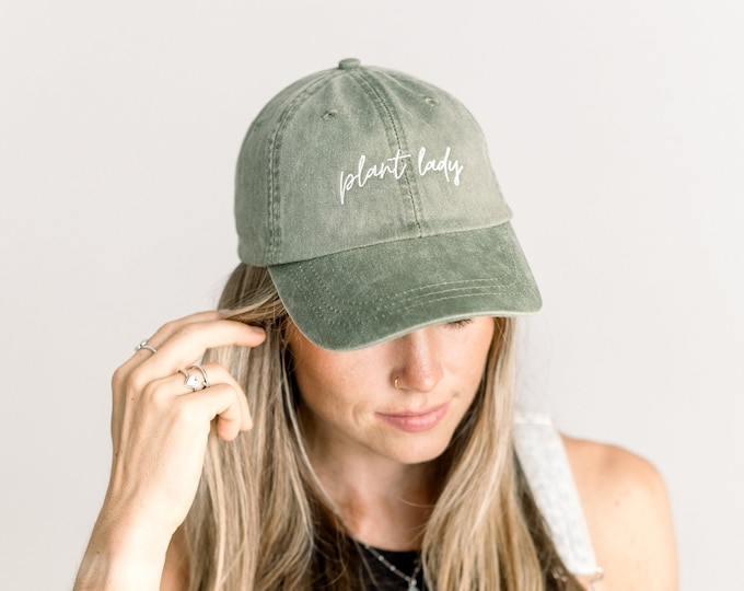 Plant Lady Embroidered Pigment-Dyed Baseball Cap (MoonTime Font) - ADULT SIZING