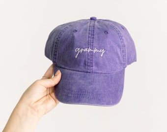 Grammy Embroidered Pigment-Dyed Baseball Cap (MoonTime Font) - Adult Unisex Sizing