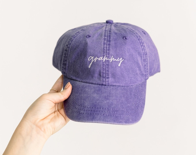 Grammy Embroidered Pigment-Dyed Baseball Cap (MoonTime Font) - ADULT SIZING