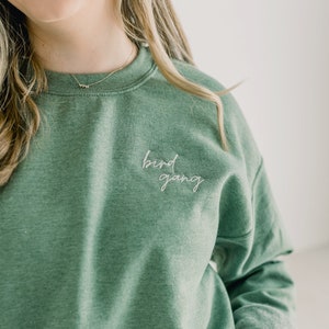 Bird Gang Embroidered Crewneck Pullover Sweatshirt (MoonTime Font) - ADULT UNISEX SIZING