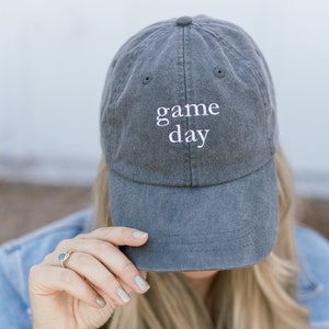 Game Day Embroidered Pigment-Dyed Baseball Cap (Garamond Font) - ADULT SIZING