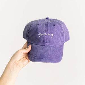 Grammy Embroidered Pigment-Dyed Baseball Cap MoonTime Font Adult Unisex Sizing image 1