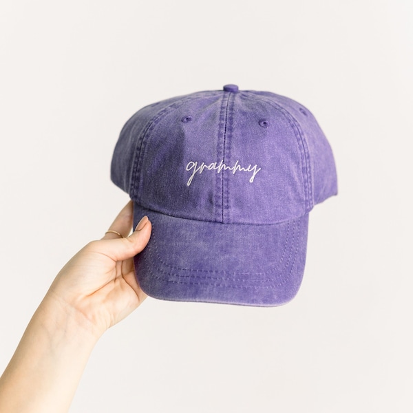 Grammy Embroidered Pigment-Dyed Baseball Cap (MoonTime Font) - Adult Unisex Sizing