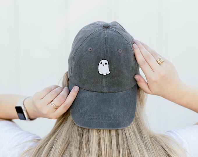 Ghost Embroidered Pigment-Dyed Baseball Cap - ADULT SIZING