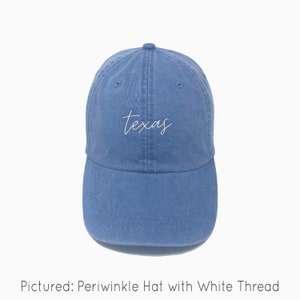 Texas Embroidered Pigment-Dyed Baseball Cap (MoonTime Font) - Adult Unisex & Kids Sizing