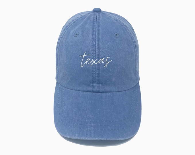 Texas Embroidered Pigment-Dyed Baseball Cap (MoonTime Font) - ADULT SIZING
