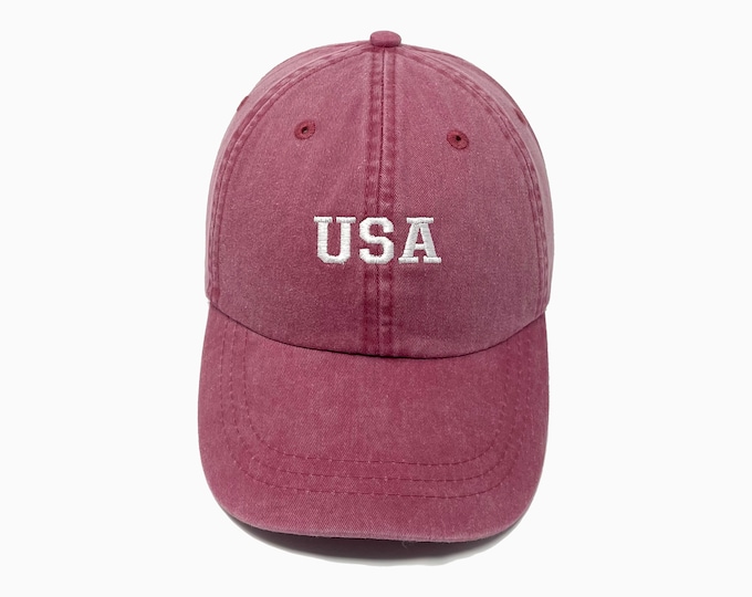 USA Embroidered Pigment-Dyed Baseball Cap - ADULT SIZING